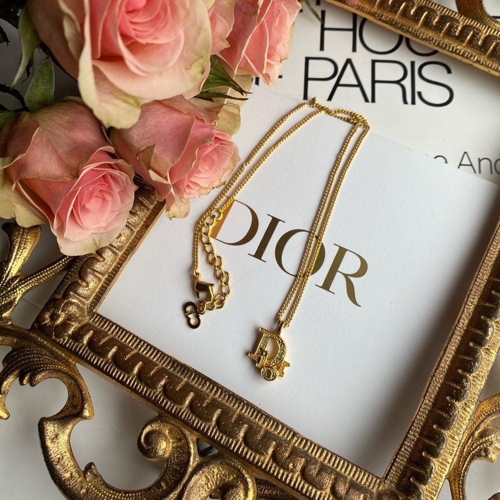 AUTHENTIC Christian Dior vintage gold tone logo necklace - Picture 11 of 15